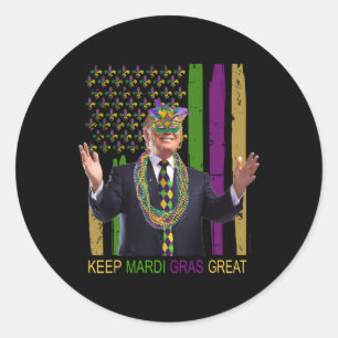 Mardi Gras Great Funny Trump Mardi Gras 2020 Flag Classic Round Sticker