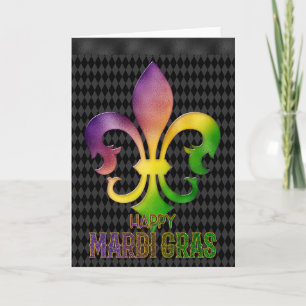 Mardi Gras Greeting Card, Mardi Gras Fleur de Lis Card