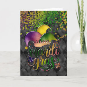 Mardi Gras Greeting Card, Mardi Gras Jester Hat Card