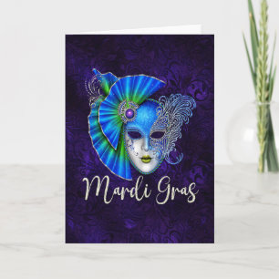 Mardi Gras Greeting Card, Mardi Gras Mask Card