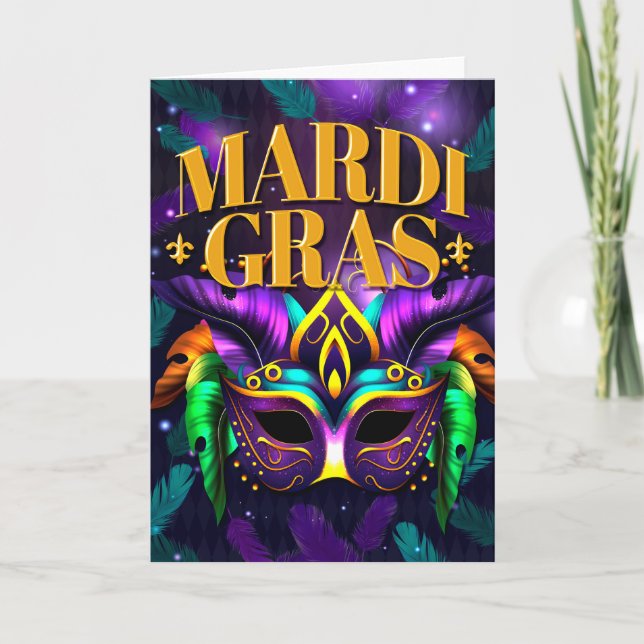 Mardi Gras Greeting Card, Mardi Gras Mask Card (Front)