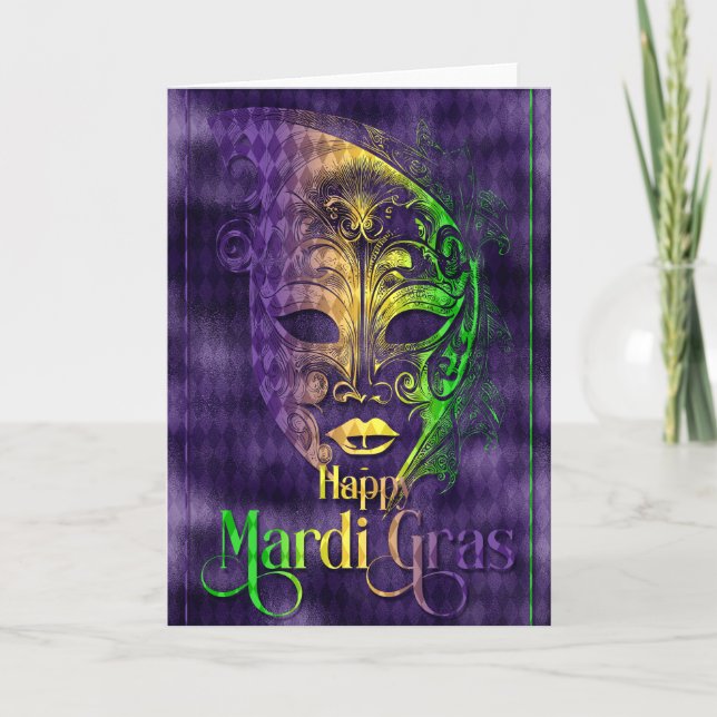 Mardi Gras Greeting Card, Mardi Gras Mask Card (Front)