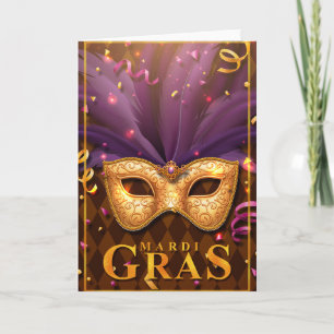 Mardi Gras Greeting Card, Mardi Gras Mask Card
