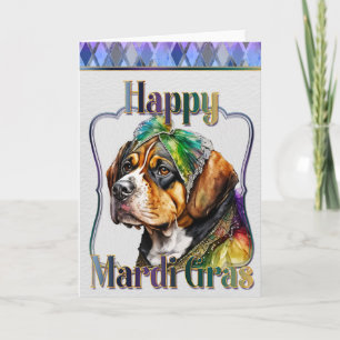 Mardi Gras Greeting Card, Mardi Gras St Bernard Card