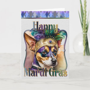 Mardi Gras Greeting Card, Mardi Gras Terrier Card