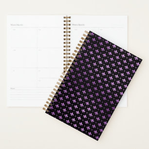Mardi Gras Grid Bright Purple Fleur De Lis NOLA Planner