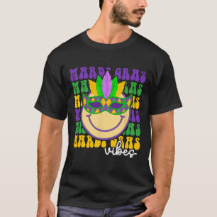 Mardi Gras Groovy Smile Face Wearing Mardi Gras Ma T-Shirt