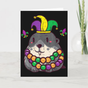 Mardi Gras Groundhog Fat Tuesday Woodchuck Men Wom Card
