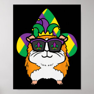 Mardi Gras Guinea Pig Carnival Boys Girls Kids Wom Poster