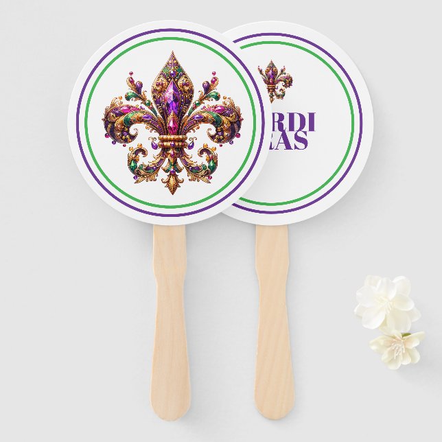 Mardi Gras Hand Fan (Front and Back)