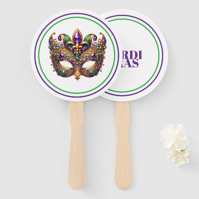 Mardi Gras Hand Fan (Front and Back)