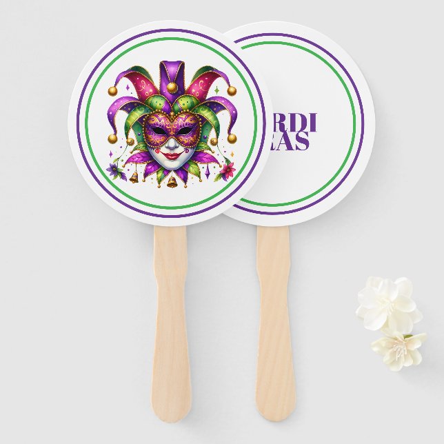 Mardi Gras Hand Fan (Front and Back)
