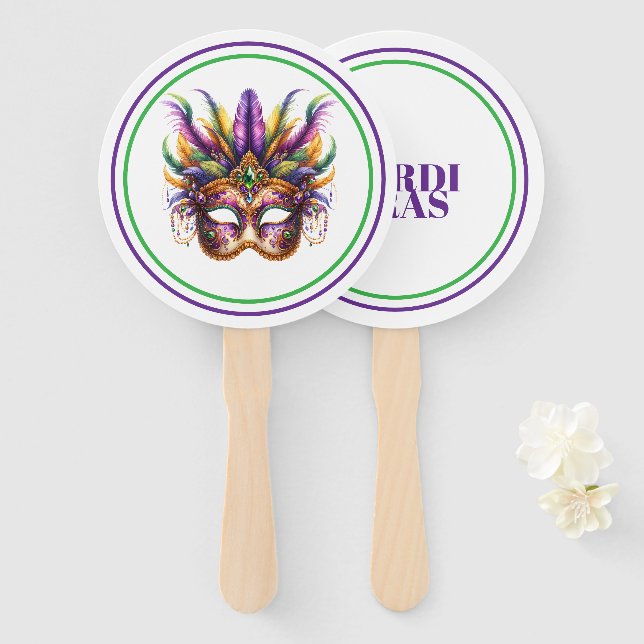 Mardi Gras Hand Fan (Front and Back)