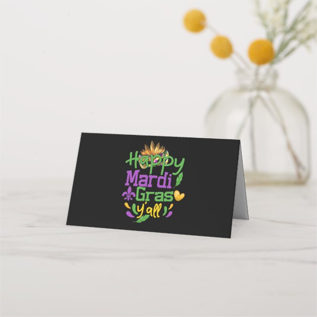 Mardi Gras - Happy Mardi Gras Y'all   Throw  Place Card (Front)