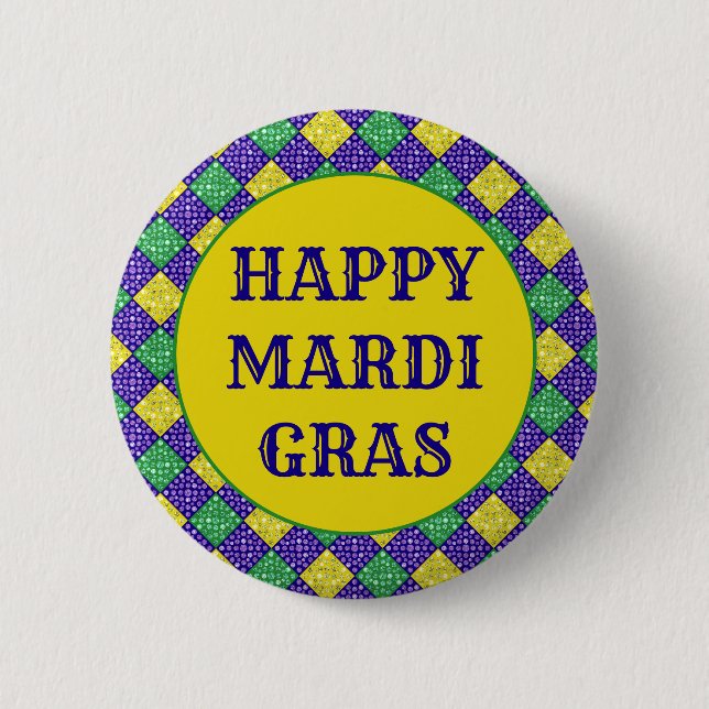 Mardi Gras Harlequin Diamond Carnival Pattern 6 Cm Round Badge (Front)
