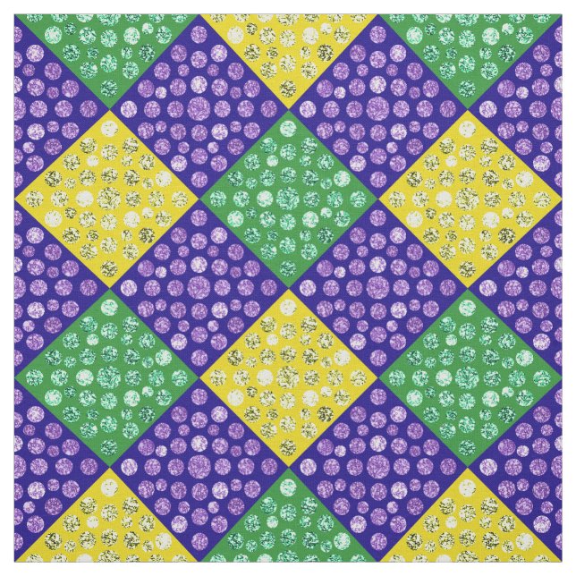 Mardi Gras Harlequin Diamond Carnival Pattern Fabric (Swatch)