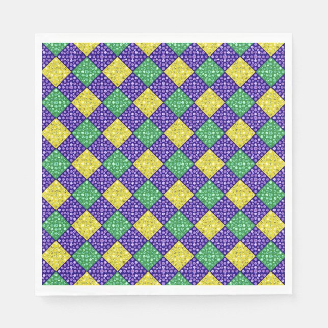 Mardi Gras Harlequin Diamond Carnival Pattern Napkin (Front)