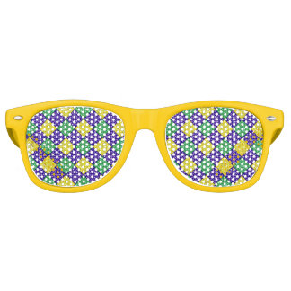 Mardi Gras Harlequin Diamond Carnival Pattern Retro Sunglasses