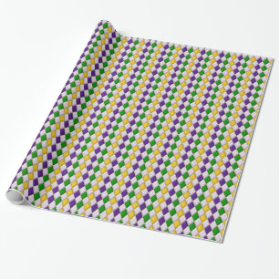 Mardi Gras Harlequin Diamond Design 2 Wrapping Paper