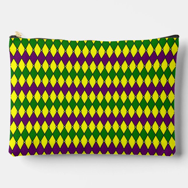 Mardi Gras Harlequin Diamond Pattern Accessory Pouch (Front)