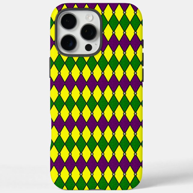 Mardi Gras Harlequin Diamond Pattern Case-Mate iPhone Case (Back)