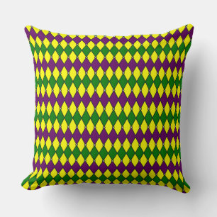 Mardi Gras Harlequin Diamond Pattern Cushion