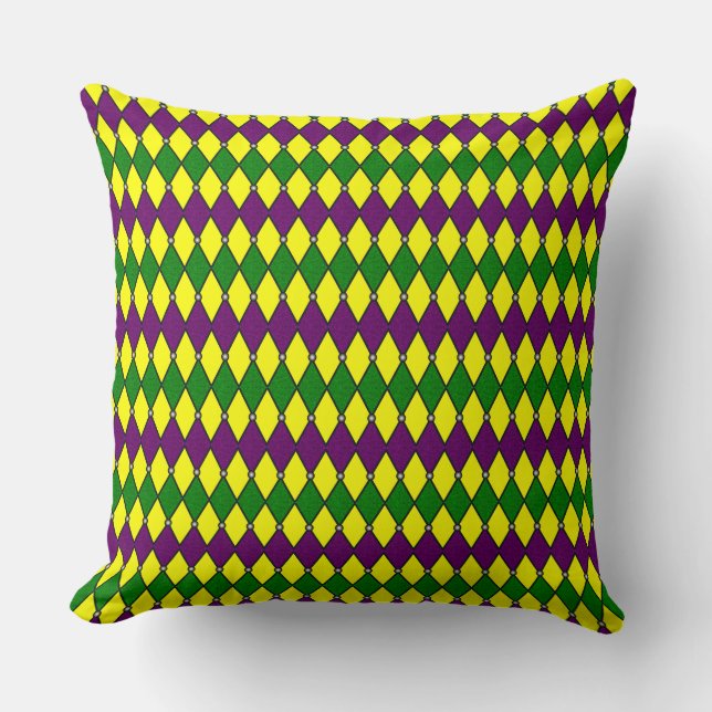 Mardi Gras Harlequin Diamond Pattern Cushion (Front)