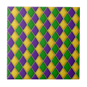 Mardi Gras Harlequin Diamond Pattern Tiles