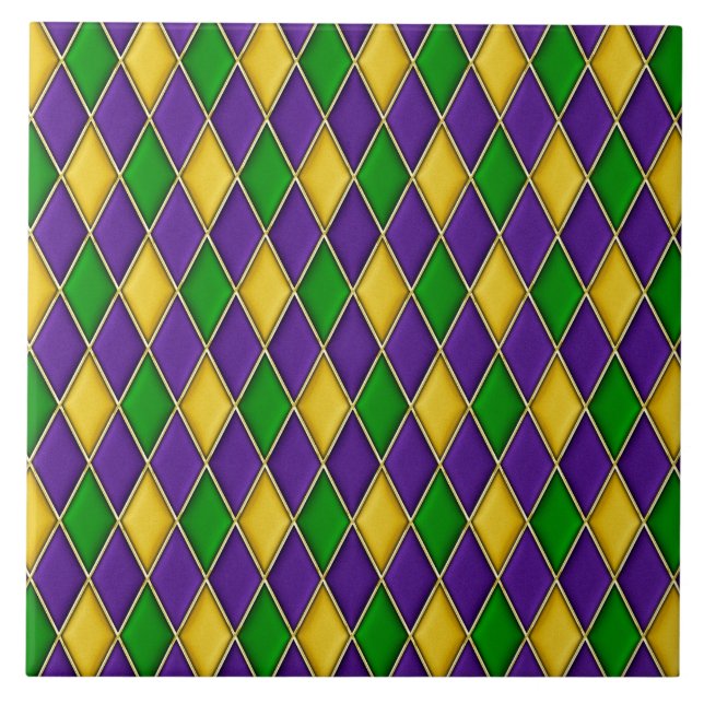 Mardi Gras Harlequin Diamond Pattern Tiles (Front)