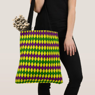 Mardi Gras Harlequin Diamond Pattern Tote Bag