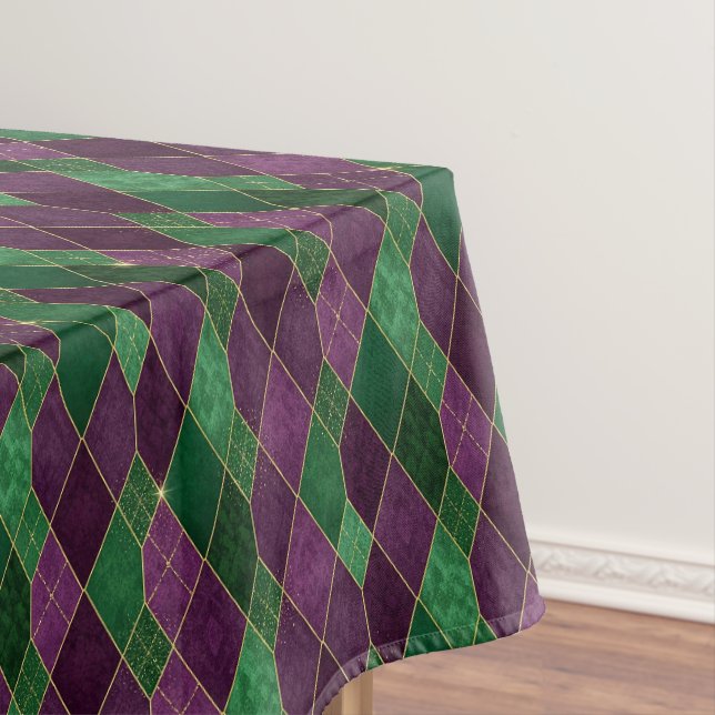Mardi Gras Harlequin Diamond Tablecloth (In Situ)