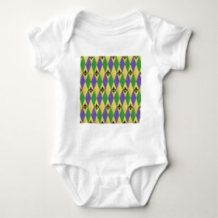 Mardi Gras Harlequin Fleur De Lis Baby Bodysuit