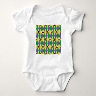 Mardi Gras Harlequin Fleur De Lis Baby Bodysuit