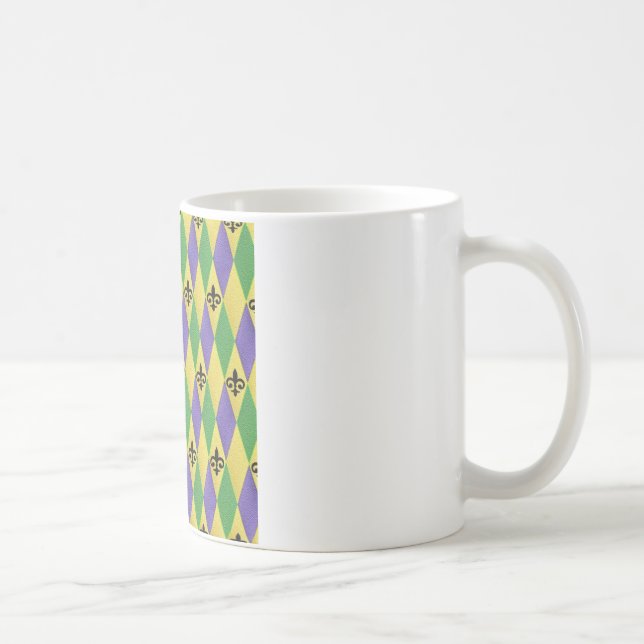 Mardi Gras Harlequin Fleur De Lis Coffee Mug (Right)