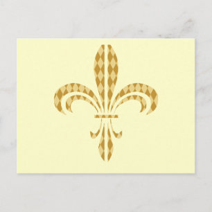 Mardi Gras Harlequin Fleur De Lis Postcard