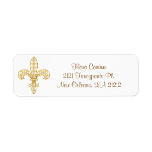 Mardi Gras Harlequin Fleur De Lis Return Address Label