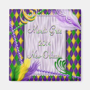 Mardi Gras Harlequin Magnet with Embellishments