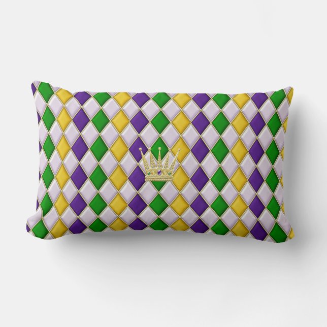 Mardi Gras Harlequin Pattern 3 w/crown Pillows (Front)