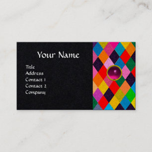 MARDI GRAS HARLEQUIN PATTERN Colourful Rhombi Business Card