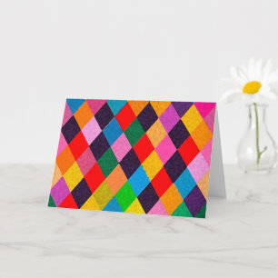 MARDI GRAS HARLEQUIN PATTERN Colourful Rhombi Car Card