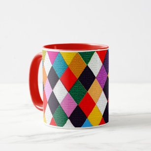 MARDI GRAS HARLEQUIN PATTERN Colourful Rhombi  Mug
