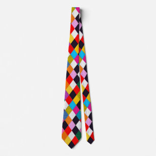 MARDI GRAS HARLEQUIN PATTERN Colourful Rhombi  Tie