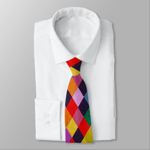 MARDI GRAS HARLEQUIN PATTERN Colourful Rhombi  Tie