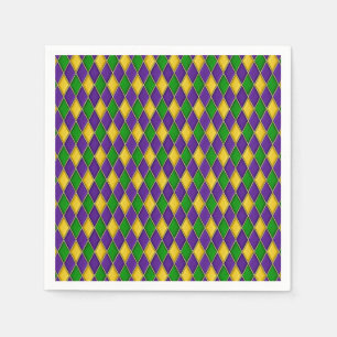 Mardi Gras Harlequin Pattern Disposable Napkins