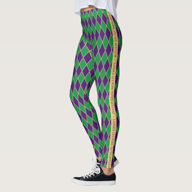 Mardi Gras | Harlequin Pattern | Personalised Leggings (Left)