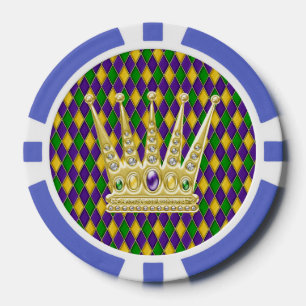 Mardi Gras Harlequin Pattern With Crown 2 Poker Chips