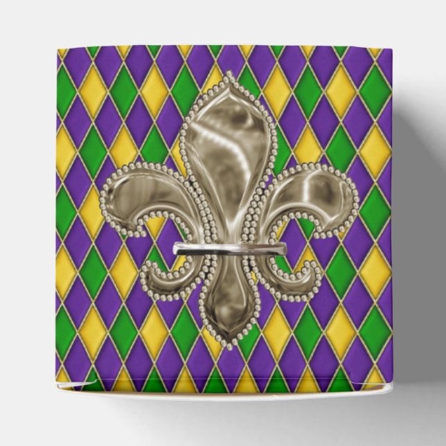 Mardi Gras Harlequin pattern with Fleur de Lis Favour Box (Top)