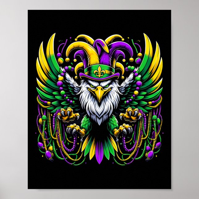 Mardi Gras Harpy Eagle Jester  Poster (Front)