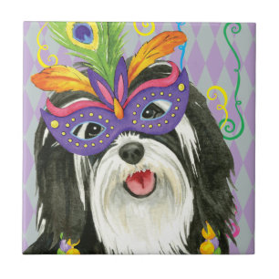 Mardi Gras Havanese Ceramic Tile