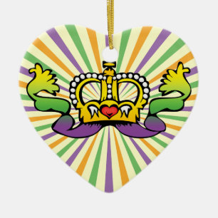 Mardi Gras heart crown Ceramic Ornament